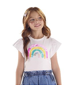 Blusa Infantil Arco-Íris de Manga Babado