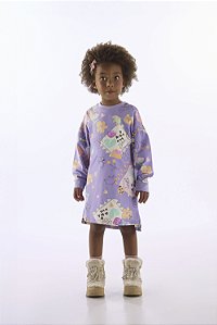 Vestido Infantil Menina Em Cotton Com Estampa (Roxo) Up Baby