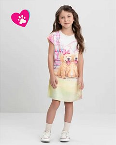 Vestido Infantil Meia Manga com Strass