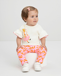Conjunto Bebê Menina com Blusa e Legging Girafinhas