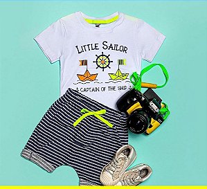 Conjunto Bebê Menino Camiseta  e Bermuda Saruel