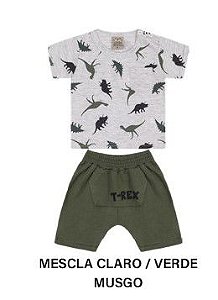 Conjunto Bebê Menino Bermuda e Camiseta Dinossauro