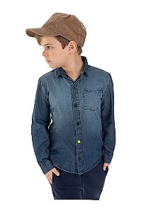 Camisa Jeans Infantil Masculina Manga Longa