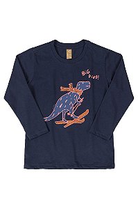 Camiseta Manga Longa Infantil Masculina Dinossauro Up Baby