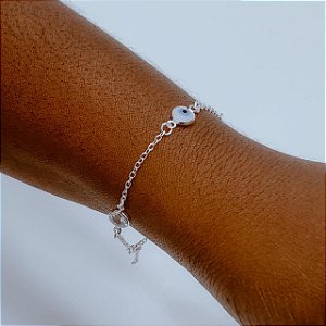 Pulseira Prata com Olho Grego e Zircônia