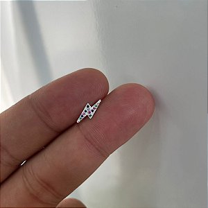 Piercing Raio em Prata Cravejada com Zircônias Coloridas