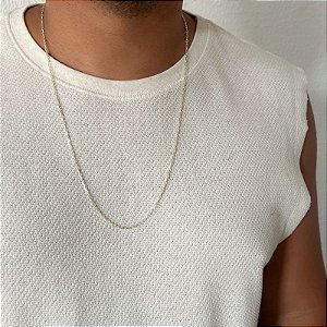 Cordão Cadeadinho Masculino em Prata 70cm