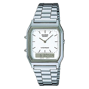Relógio Casio Unissex Vintage Anadigi Prata AQ-230A-7DMQ