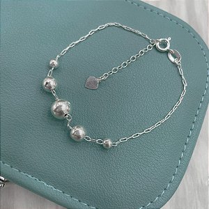 Pulseira Bolas Variadas em Prata