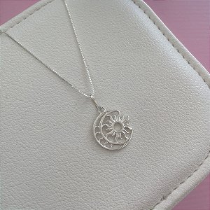 Colar Lua com Sol em Prata