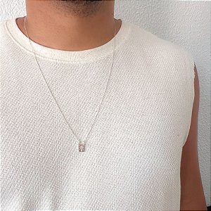 Escapulário com Medalha de Cruz e Coração Vazado em Prata