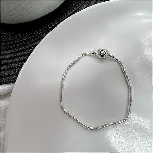 Pulseira Momentos Fecho Coração com Timbre em Prata