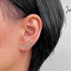 Brinco Ear Cuff Gotas em Prata