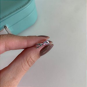 Piercing Fake X com Zircônias Coloridas em Prata