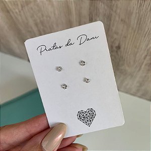 Mix Brincos Pedra Mini em Prata