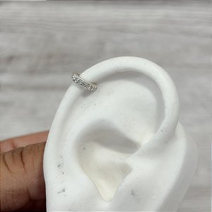 Piercing Argola Click em Prata Cravejada com Zircônias