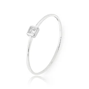 Anel Solitário em Prata