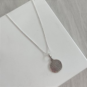 Colar Masculino Veneziano 70cm com Pingente Medalha Pai Nosso