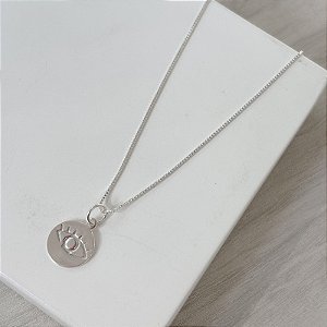 Colar Masculino Veneziano 70cm com Pingente Medalha Olho Turco