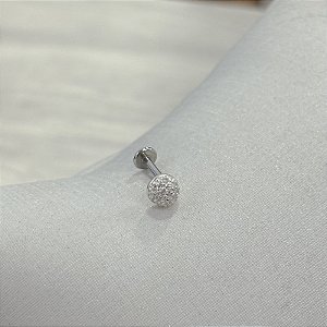Piercing Meia Esfera em Prata com Zircônia