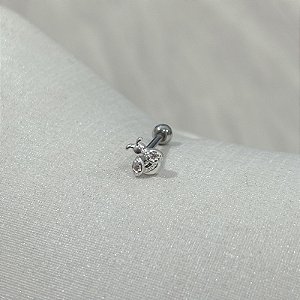 Piercing Abelha em Prata com Zircônia