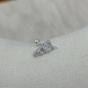 Piercing em Prata com Zircônias Cravejadas