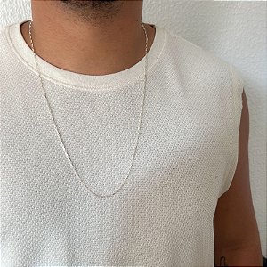 Cordão Masculino Veneziano Aberto 70cm em Prata