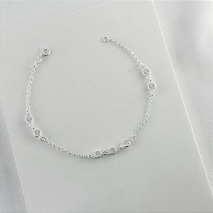 Pulseira em Prata Elinhos com Pedras de Zircônia