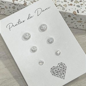 Mix de Brincos Ponto de Luz em Prata