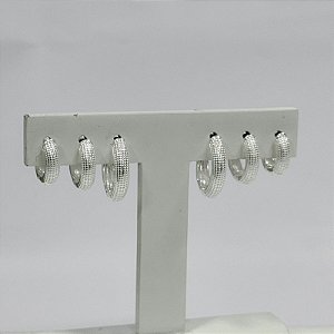 Kit Trio de Argolas em Prata com Detalhes