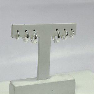 Kit Trio de Argolas Lisas em Prata