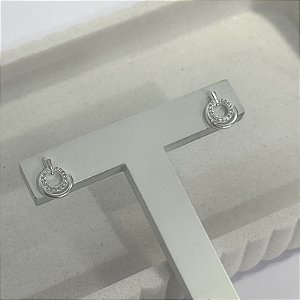 Brinco Círculos Pequenos em Prata Cravejado