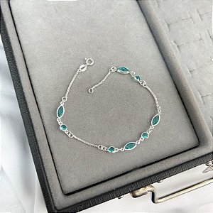 Pulseira Zircônias Azul em Prata