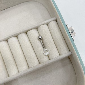 Piercing para umbigo Paz em Amor em Prata com Zircônias