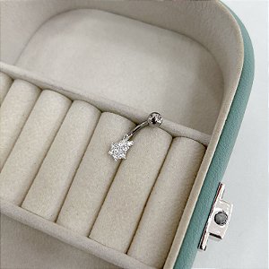 Piercing para umbigo Cacho de Uva Prata cravejada com Zircônias