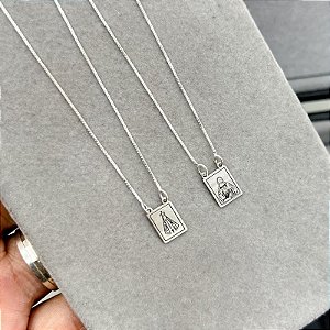 Escapulário Mini Nossa Senhora Aparecida em Prata