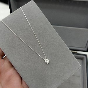 Colar Gota Cravejada em Prata