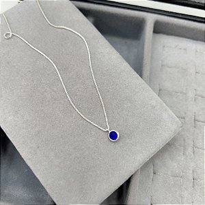 Colar Ponto de Luz Azul em Prata
