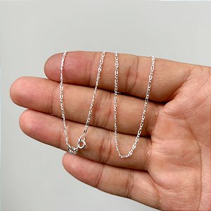 Colar de Prata 925 Elos Amassados – 70cm | Corrente Fina 2mm