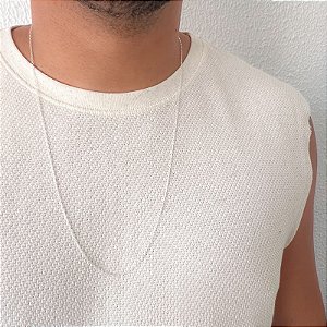 Corrente Masculina de Prata 925 Elos Quadrados Finos – 70cm