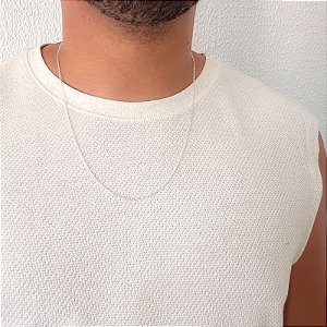 Corrente Masculina de Prata 925 Elos Quadrados Finos – 60cm