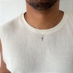 Gargantilha Masculina com Crucifixo em Prata