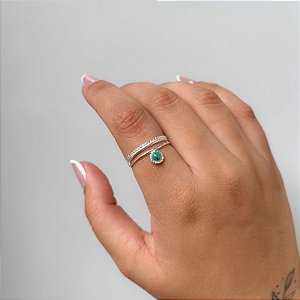 Anel Indiano Pedra Azul em Prata