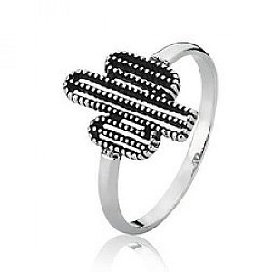 Anel Cacto em Prata Envelhecida