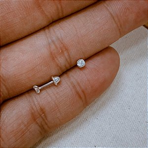 Brinco Prata Tarraxa de Proteção Zircônia Pequena
