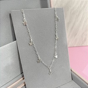 Choker Estrelas Penduradas em Prata