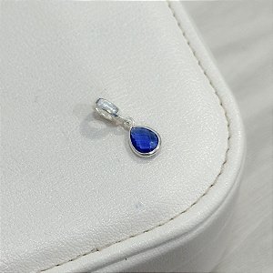 Berloque Gota Azul em Prata
