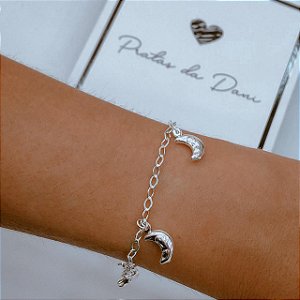 Pulseira Luas Penduradas em Prata
