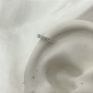 Piercing Argolinha Prata Cravejada 6mm