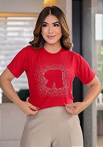 Camiseta Strass explosão vermelha
